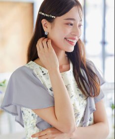 Tiaclasse 【洗える】フレアスリーブ花柄サックワンピース