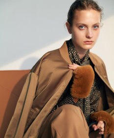 ICB ファー手袋 キャメル系