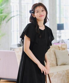 Tiaclasse 【洗える】フレアスリーブ花柄サックワンピース