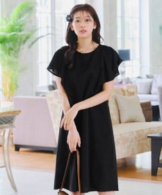 Tiaclasse 【洗える】フレアスリーブ花柄サックワンピース