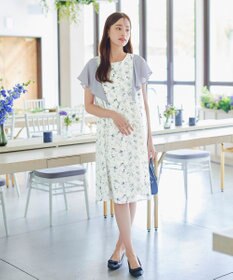 Tiaclasse 【洗える】フレアスリーブ花柄サックワンピース