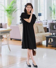 Tiaclasse 【洗える】フレアスリーブ花柄サックワンピース