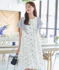Tiaclasse 【洗える】フレアスリーブ花柄サックワンピース