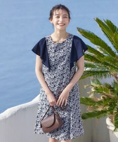 Tiaclasse 【洗える】フレアスリーブ花柄サックワンピース