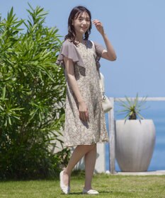 Tiaclasse 【洗える】フレアスリーブ花柄サックワンピース