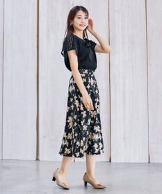 Tiaclasse 【洗える】幅広く活躍が期待できるボウタイレースブラウス