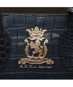 A.D.M.J. 【牛革】クロコ型押しサイドバックルトート25cm(ショルダーストラップ付)