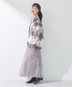 earth music&ecology ループ編みアーガイルカーディガン