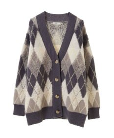 earth music&ecology ループ編みアーガイルカーディガン
