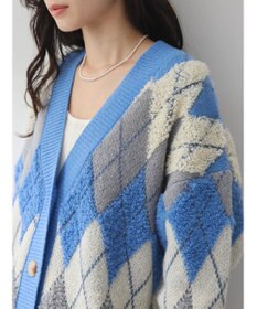 earth music&ecology ループ編みアーガイルカーディガン