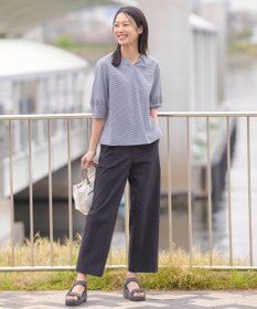 J.PRESS LADIES L 【洗える】アセVis ギンガム ボリュームスリーブ ブラウス