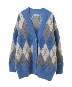 earth music&ecology ループ編みアーガイルカーディガン