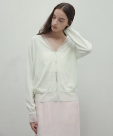 BEIGE， 【洗える】JULIE / シルク混シアーVネックカーディガン