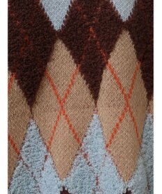 earth music&ecology ループ編みアーガイルカーディガン