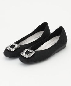 steppi 【洗える/撥水】ビジュー付 スクエア パンプス