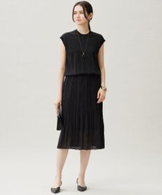 自由区 L 【カタログ掲載・洗える】ジョーゼットプリーツコンビ ワンピース