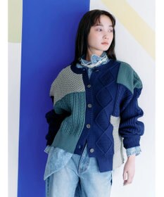 Green Parks ＫＢＦ　２ＷＡＹパッチワークニットカーディガン