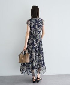 YECCA VECCA フラワー柄シアープリーツワンピース