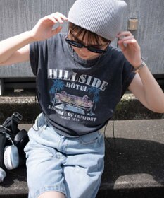 WEGO ヴィンテージウォッシュドロストデザインT