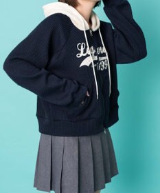 WEGO バイカラーニットジップパーカー