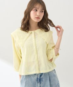 earth music&ecology ビッグカラー刺繍ブラウス