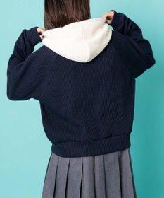 WEGO バイカラーニットジップパーカー