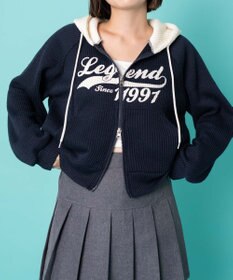 WEGO バイカラーニットジップパーカー