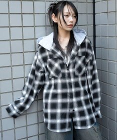 WEGO 裏毛フードチェックシャツ