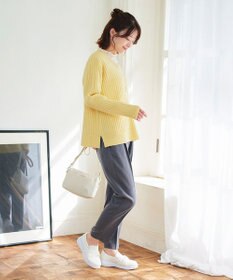 Tiaclasse L 【洗える】Vネックリブ編みニット