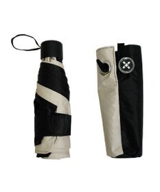 +RING UNISEX プラスリング 晴雨兼用 簡単開閉式折傘 BLK×BGE T1339