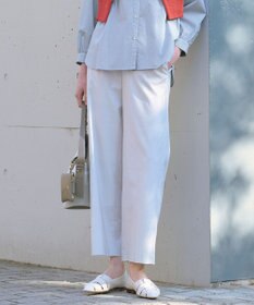 J.PRESS LADIES 【人気素材・セットアップ対応】セルロースリネンストレッチ セミワイド パンツ ライトグレー系