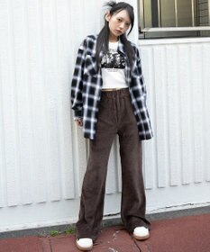 WEGO 【ウエストゴム】ベロアフレアパンツ