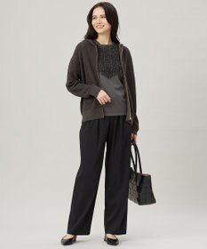 自由区 S 【洗える】リネンミドルゲージフーディ ニット