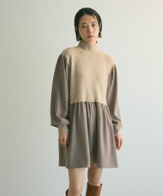 Green Parks ａ．布帛切り替えニットミニワンピース