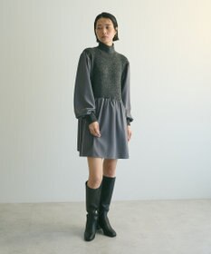 Green Parks ａ．布帛切り替えニットミニワンピース