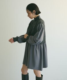 Green Parks ａ．布帛切り替えニットミニワンピース