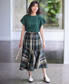 ANY L 【洗濯機可能/ウエストゴム】ビックチェックマーメイドスカート
