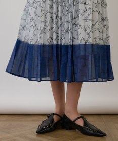 GRACE CONTINENTAL ボウタイプリーツプリントワンピース