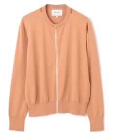 BEIGE， 【洗える】NADIA / レザーラインジップカーディガン