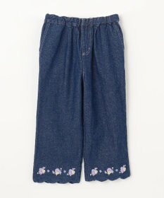 ANY KIDS スカラップ×刺繍デニムパンツ