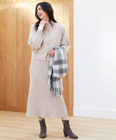 ANY L フェザーカーディガン×ニットスカートセットアップ