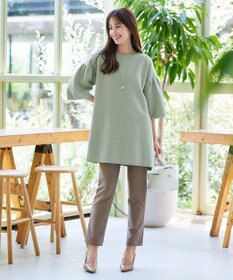 Tiaclasse 【洗える】タックベルスリーブニットチュニック