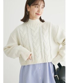 Green Parks ショート丈ケーブルニットプルオーバー