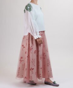 muuc 【植物の影絵プリント】チュールレイヤースカート