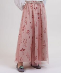 muuc 【植物の影絵プリント】チュールレイヤースカート