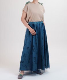 muuc 【植物の影絵プリント】チュールレイヤースカート