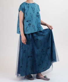 muuc 【植物の影絵プリント】チュールレイヤースカート