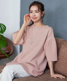 Tiaclasse L 【洗える】タックベルスリーブニットチュニック