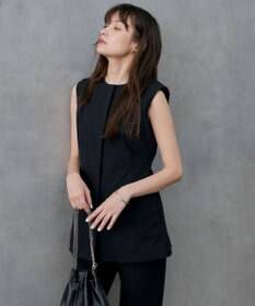 ICB L 【接触冷感・UVカット・撥水・洗える】 プルーフ4WAYタフタ ジレブラウス