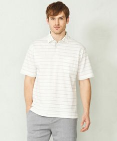 JOSEPH ABBOUD MOUNTAIN 【SPACE／UNISEX】クイックドライ リネンハニカムボーダーポロシャツ